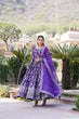 Load image into Gallery viewer, Luxe Purple Viscose Jacquard Gown with Sequin Embroidery &amp; Russian Silk Dupatta ClothsVilla