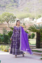 Load image into Gallery viewer, Luxe Purple Viscose Jacquard Gown with Sequin Embroidery &amp; Russian Silk Dupatta ClothsVilla