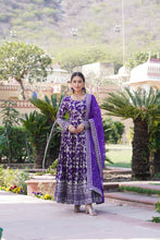 Load image into Gallery viewer, Luxe Purple Viscose Jacquard Gown with Sequin Embroidery &amp; Russian Silk Dupatta ClothsVilla