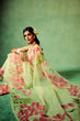 Load image into Gallery viewer, Mint Green Pure Organza Saree with Hand-Painted Pink Floral Motifs &amp; Sequin Detailing | Satin Blouse FANCY SAREES