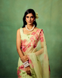 Load image into Gallery viewer, Mint Green Pure Organza Saree with Hand-Painted Pink Floral Motifs &amp; Sequin Detailing | Satin Blouse FANCY SAREES