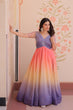 Load image into Gallery viewer, Rainbow Elegant Gold Crush Beads Embroidered Gown – Fully Stitched with Canvas Patta Clothsvilla