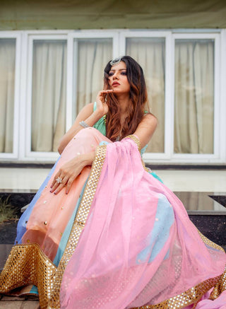 Rainbow Rhapsody: Multicolor Sequin & Mirrorwork Lehenga Set ClothsVilla