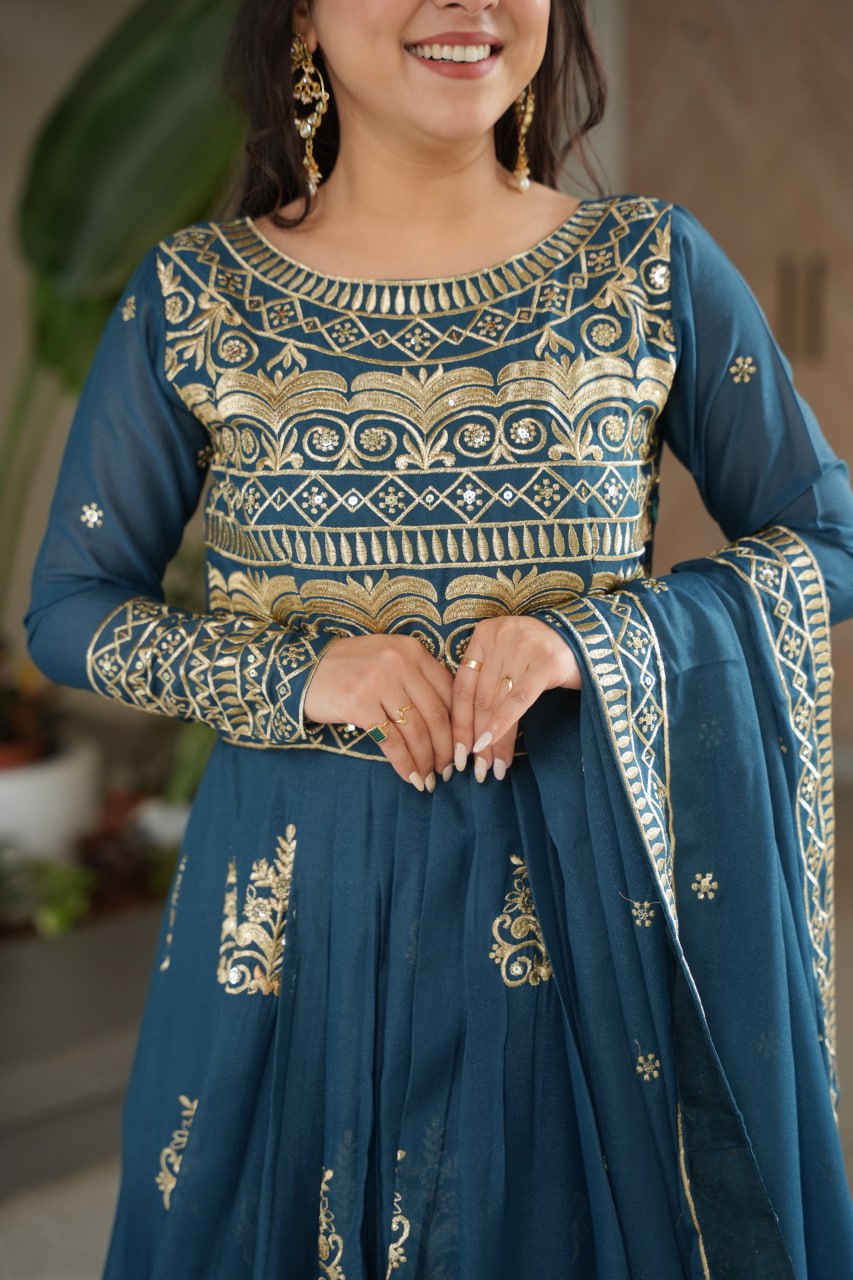 Rama Chinnon Sequins & Beads Embroidered Gown with Dupatta ClothsVilla