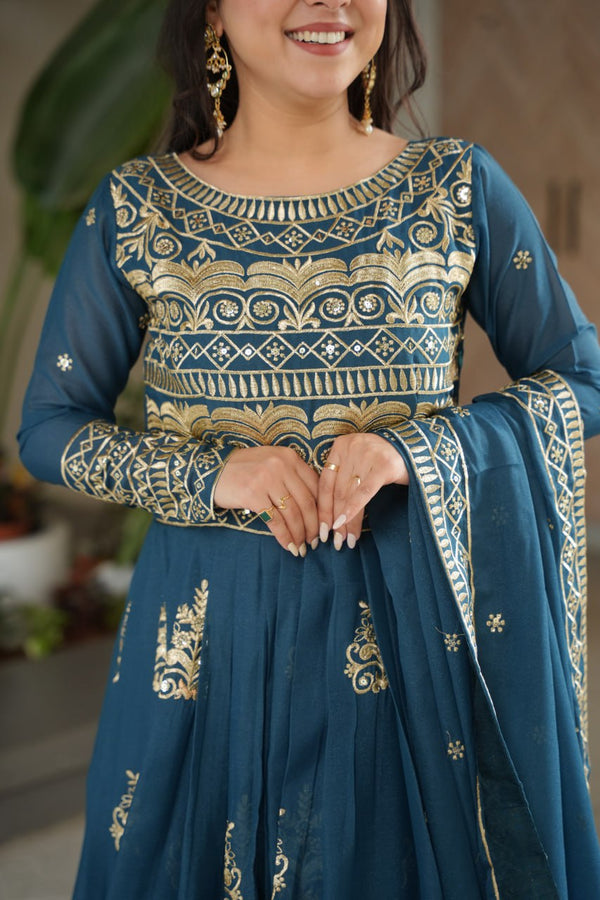 Rama Chinnon Sequins & Beads Embroidered Gown with Dupatta ClothsVilla