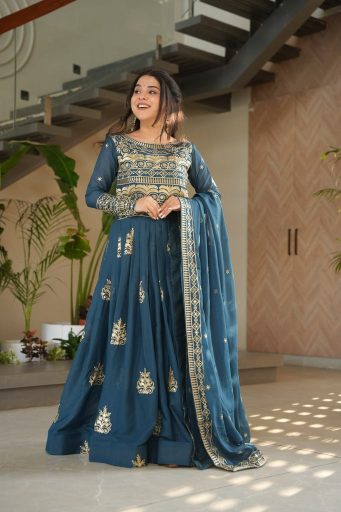 Rama Chinnon Sequins & Beads Embroidered Gown with Dupatta ClothsVilla