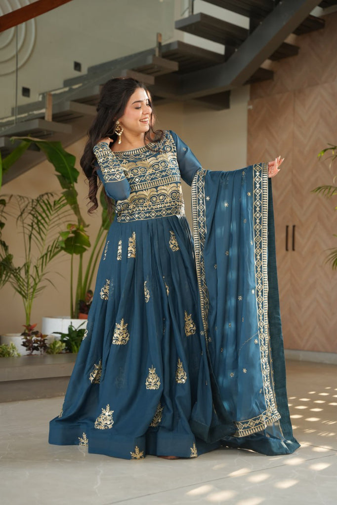 Rama Chinnon Sequins & Beads Embroidered Gown with Dupatta ClothsVilla