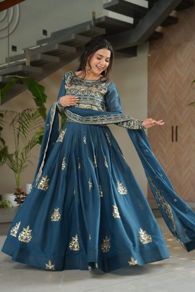 Rama Chinnon Sequins & Beads Embroidered Gown with Dupatta ClothsVilla