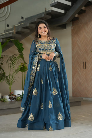 Rama Chinnon Sequins & Beads Embroidered Gown with Dupatta ClothsVilla