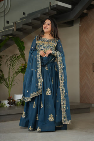 Rama Chinnon Sequins & Beads Embroidered Gown with Dupatta ClothsVilla