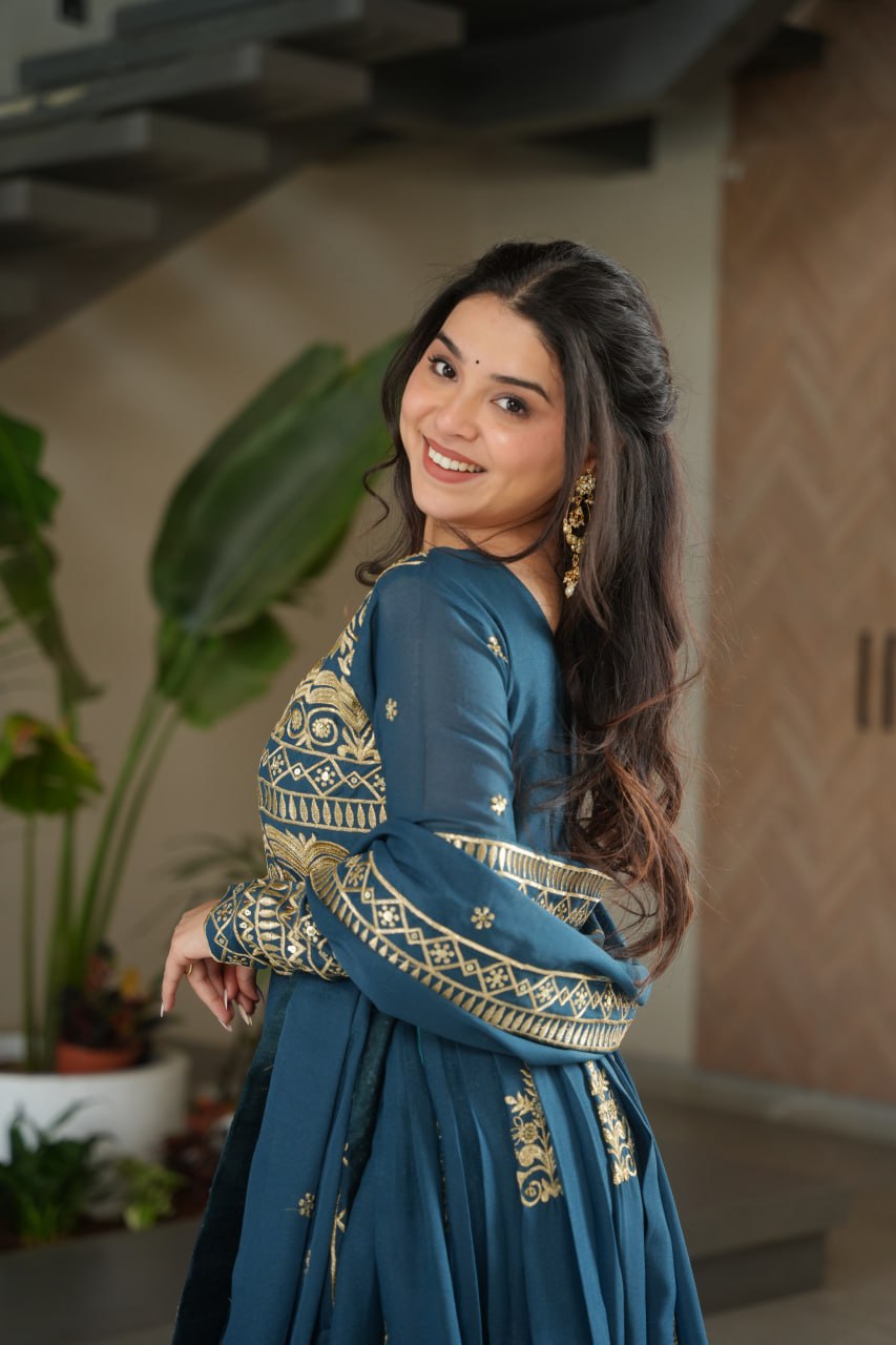 Rama Chinnon Sequins & Beads Embroidered Gown with Dupatta ClothsVilla