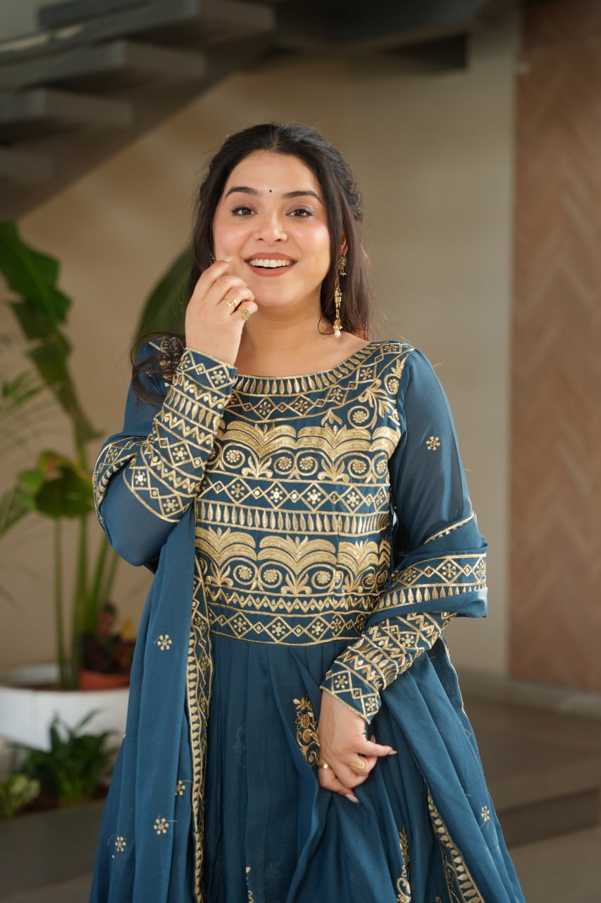 Rama Chinnon Sequins & Beads Embroidered Gown with Dupatta ClothsVilla