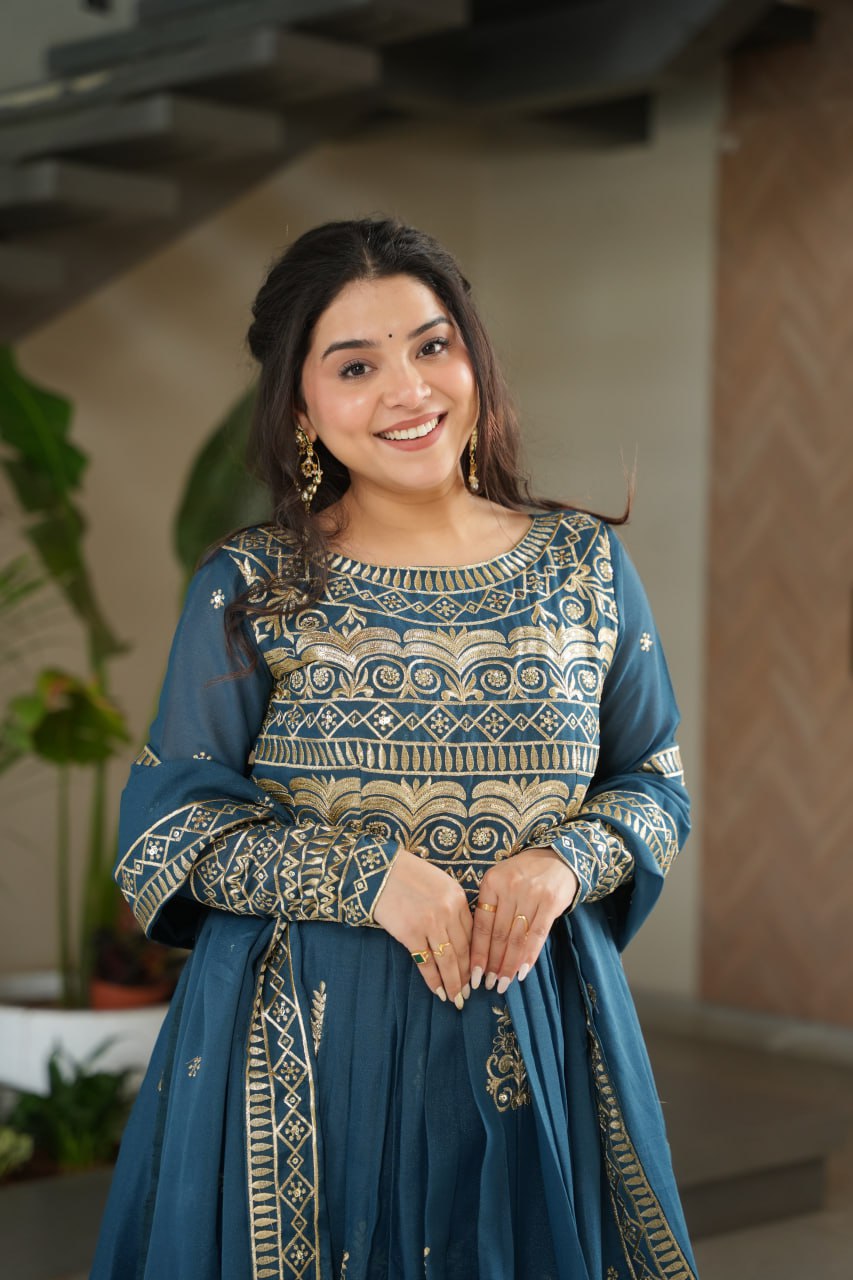 Rama Chinnon Sequins & Beads Embroidered Gown with Dupatta ClothsVilla