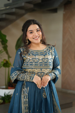 Rama Chinnon Sequins & Beads Embroidered Gown with Dupatta ClothsVilla
