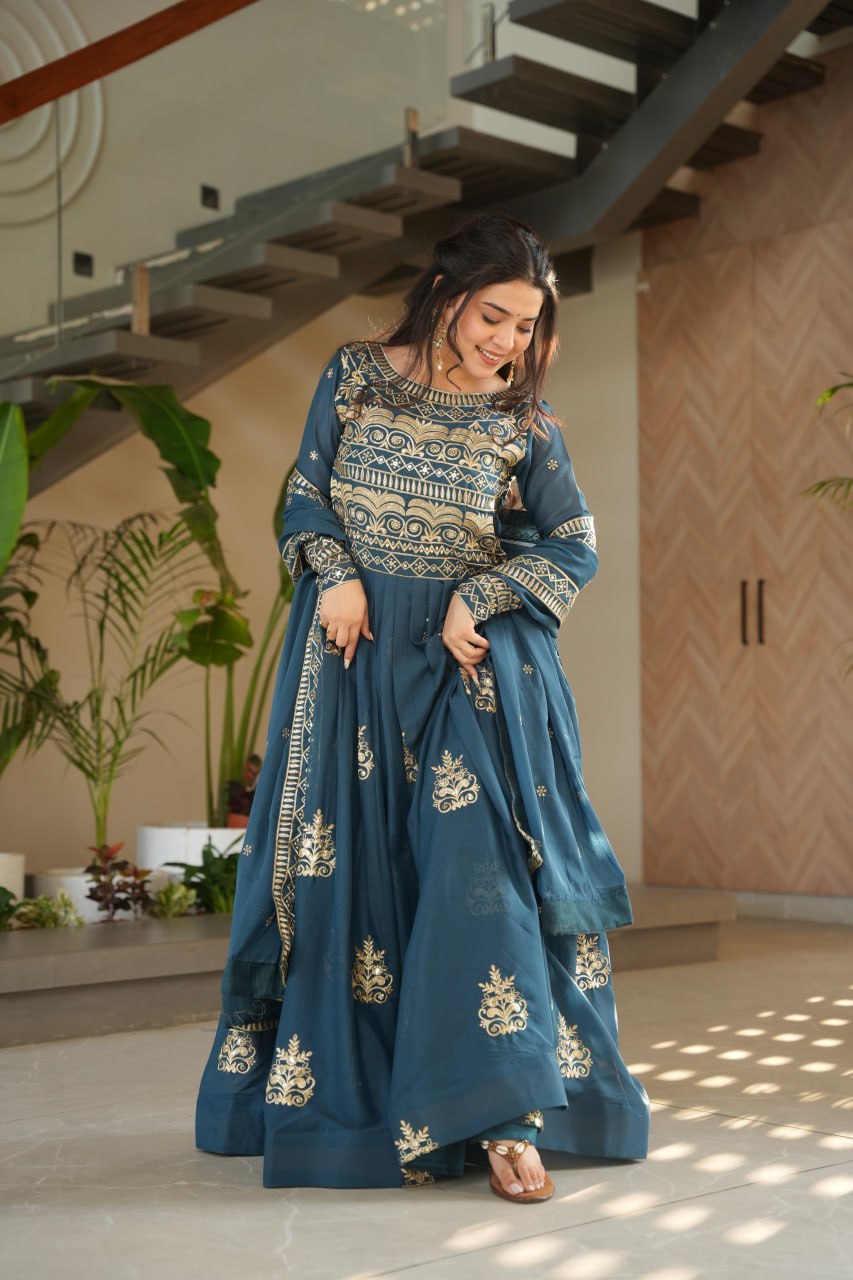 Rama Chinnon Sequins & Beads Embroidered Gown with Dupatta ClothsVilla
