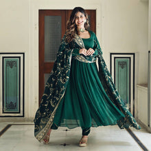 Load image into Gallery viewer, Rama Colour Elegant Party Wear Gown, Dupatta &amp; Bottom Set – Sophisticated Style Clothsvilla