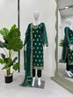 Load image into Gallery viewer, Bottle Green Elegant Threadwork Georgette Ensemble ClothsVilla
