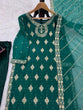 Load image into Gallery viewer, Bottle Green Elegant Threadwork Georgette Ensemble ClothsVilla