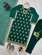 Load image into Gallery viewer, Bottle Green Elegant Threadwork Georgette Ensemble ClothsVilla