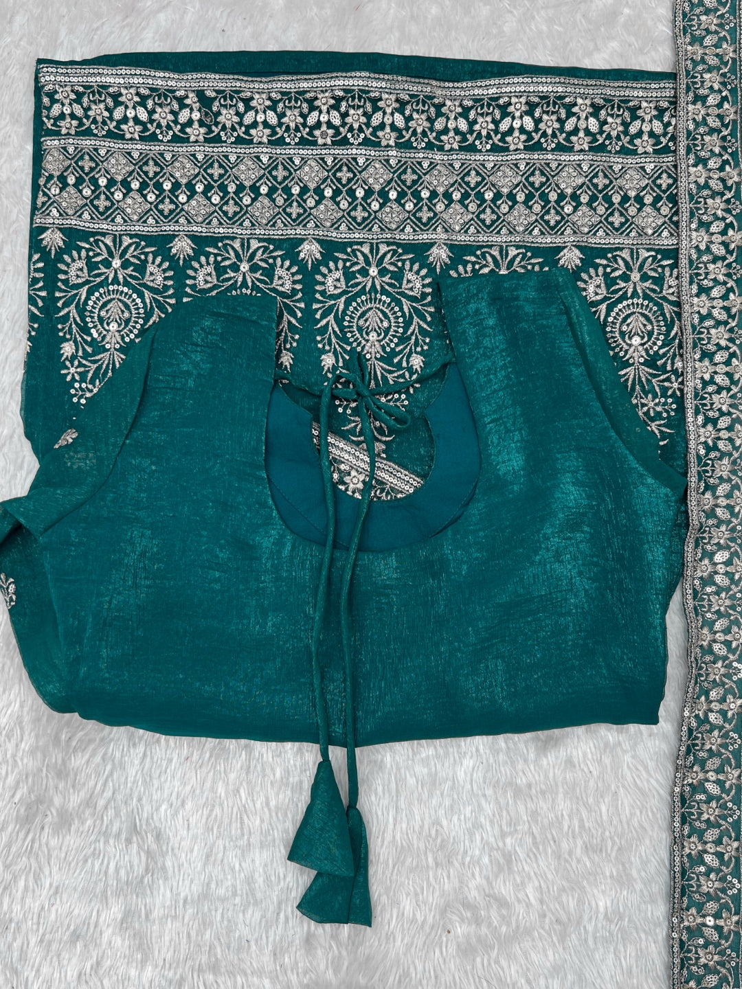 Rama Crunchy Silk Kurta with Bell Bottom ClothsVilla