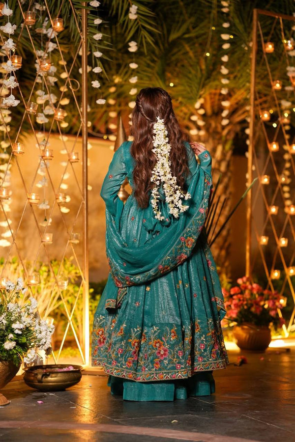 Rama Designer Soft Crunchy Silk Embroidered Gown Set with Sequins Work & Matching Dupatta – Fully Stitched Party & Festive Wear ClothsVilla