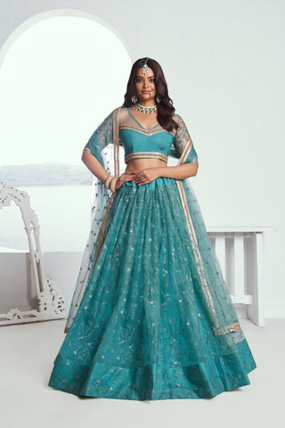 Rama Elegant Butterfly Net Lehenga Set with Intricate Embroidery
