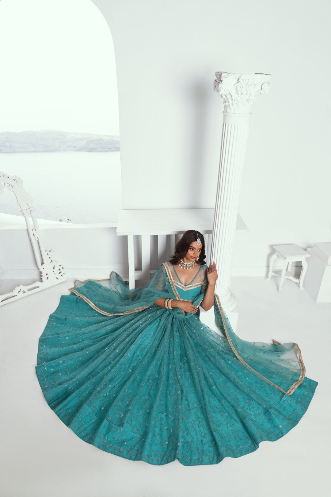 Rama Elegant Butterfly Net Lehenga Set with Intricate Embroidery