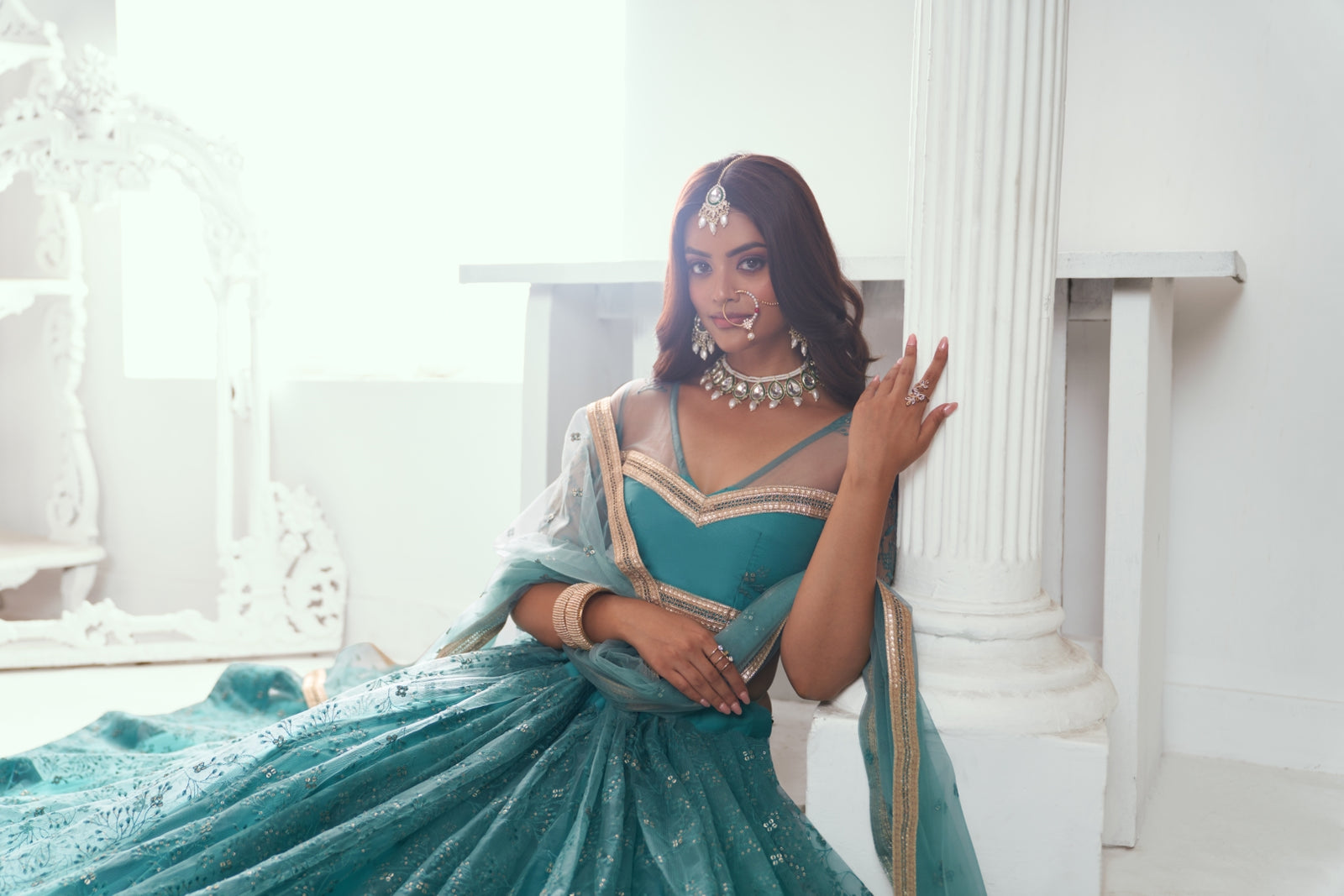Rama Elegant Butterfly Net Lehenga Set with Intricate Embroidery