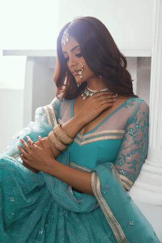 Rama Elegant Butterfly Net Lehenga Set with Intricate Embroidery