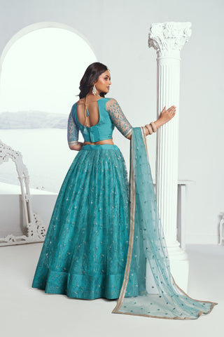 Rama Elegant Butterfly Net Lehenga Set with Intricate Embroidery