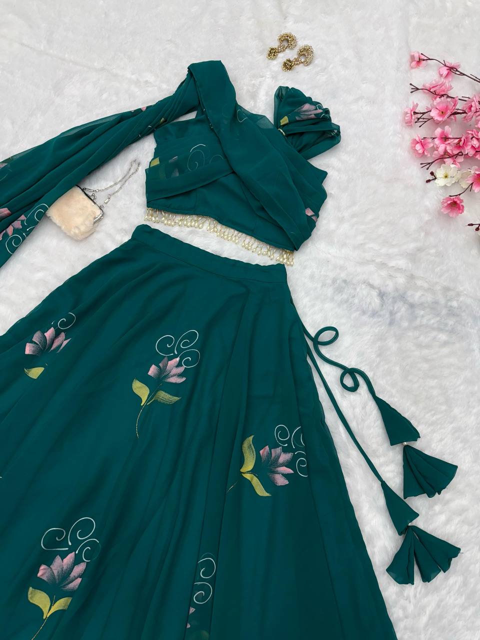 Rama Elegant Floral Draped Lehenga Set ClothsVilla