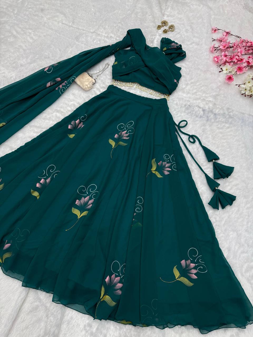 Rama Elegant Floral Draped Lehenga Set ClothsVilla