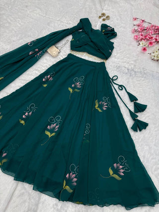 Rama Elegant Floral Draped Lehenga Set ClothsVilla
