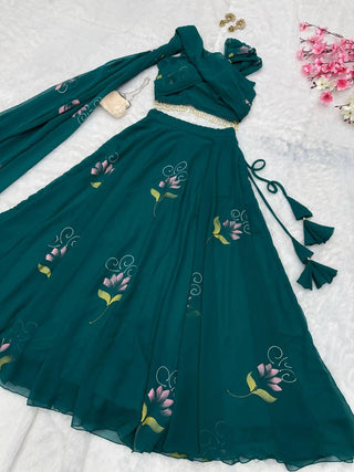 Rama Elegant Floral Draped Lehenga Set ClothsVilla