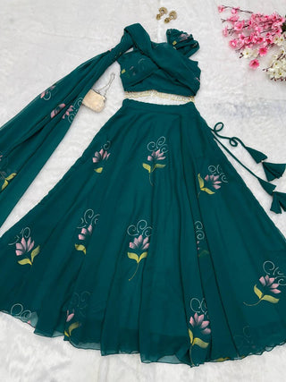 Rama Elegant Floral Draped Lehenga Set ClothsVilla