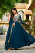 Load image into Gallery viewer, Rama Embroidered Faux Blooming Anarkali Gown Set with Sequin &amp; Multi-Thread Work  V-Neck Full Sleeves  Dupatta Included ClothsVilla