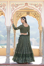 Load image into Gallery viewer, Shimmering Rama Green Faux Georgette Lehenga Choli with Sequins &amp; Thread Work ClothsVilla