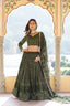 Shimmering Rama Green Faux Georgette Lehenga Choli with Sequins & Thread Work ClothsVilla