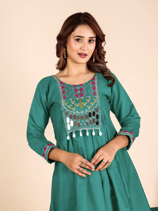Rama Mirror Work Kurta Pant Set ClothsVilla