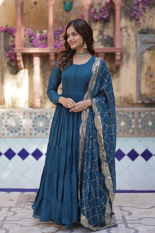 Rama Premium Readymade Elegant Flair Gown with Designer Dupatta