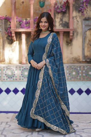 Rama Premium Readymade Elegant Flair Gown with Designer Dupatta