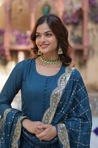 Rama Premium Readymade Elegant Flair Gown with Designer Dupatta