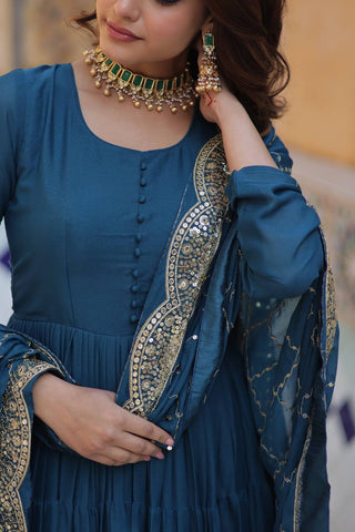 Rama Premium Readymade Elegant Flair Gown with Designer Dupatta