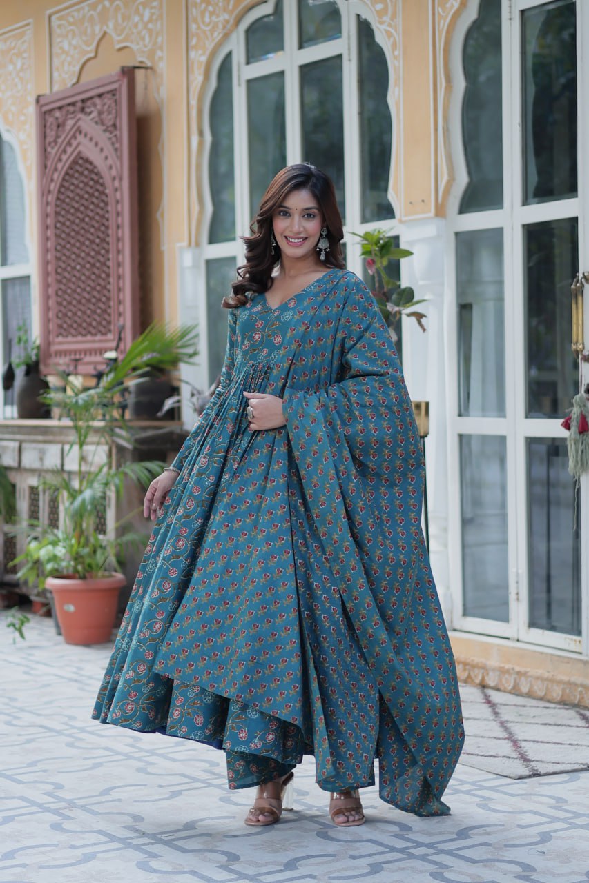 Rama Pure Cotton 3-Piece Ethnic Suit Set ClothsVilla