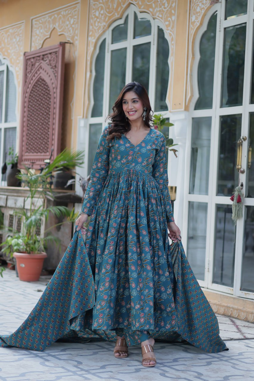 Rama Pure Cotton 3-Piece Ethnic Suit Set ClothsVilla