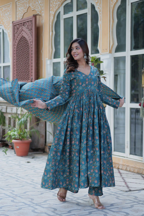 Rama Pure Cotton 3-Piece Ethnic Suit Set ClothsVilla