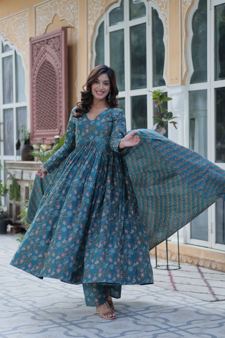 Rama Pure Cotton 3-Piece Ethnic Suit Set ClothsVilla