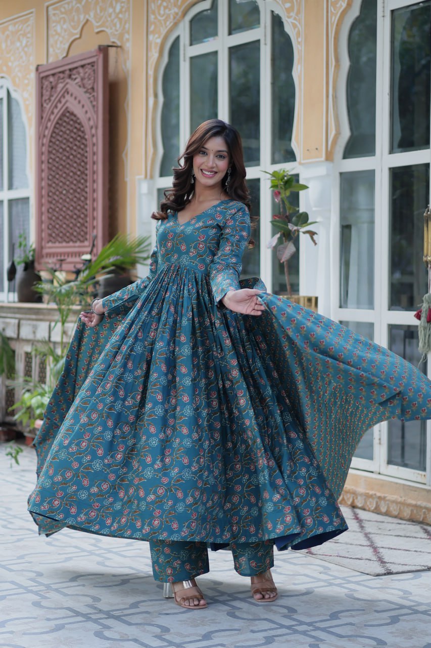 Rama Pure Cotton 3-Piece Ethnic Suit Set ClothsVilla