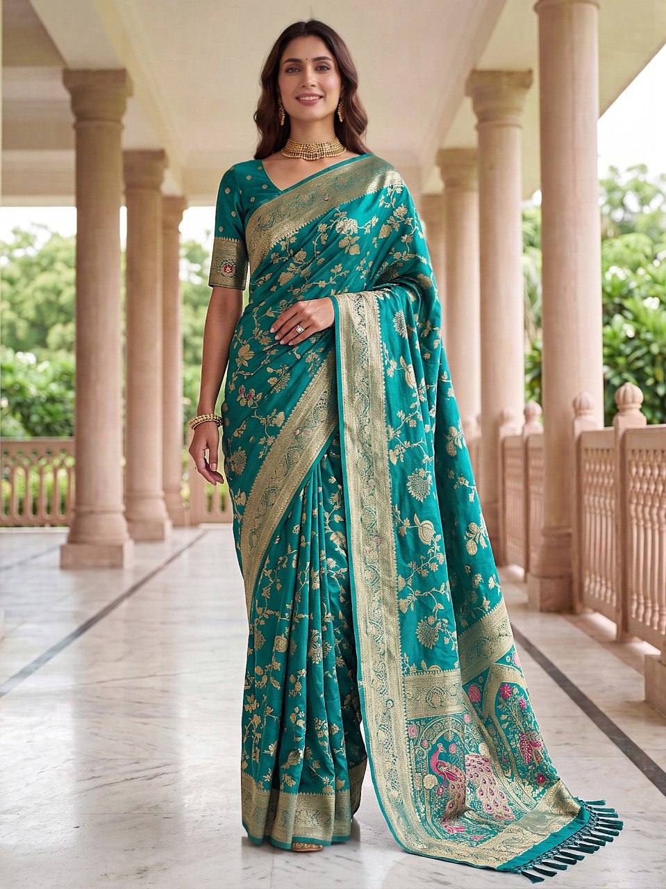 Rama Pure Nylon Satin Saree ClothsVilla