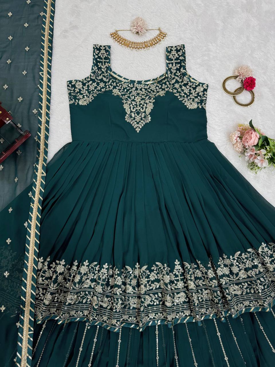 Rama Stunning Faux Georgette Embroidered Lehenga Set ClothsVilla